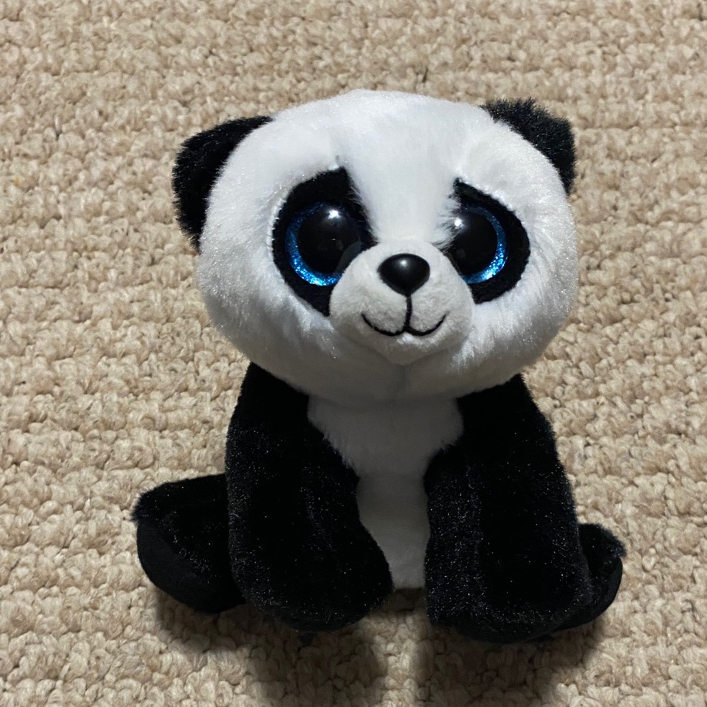 Ty velvety black and white panda bamboo , soft and cuddly with big eyes